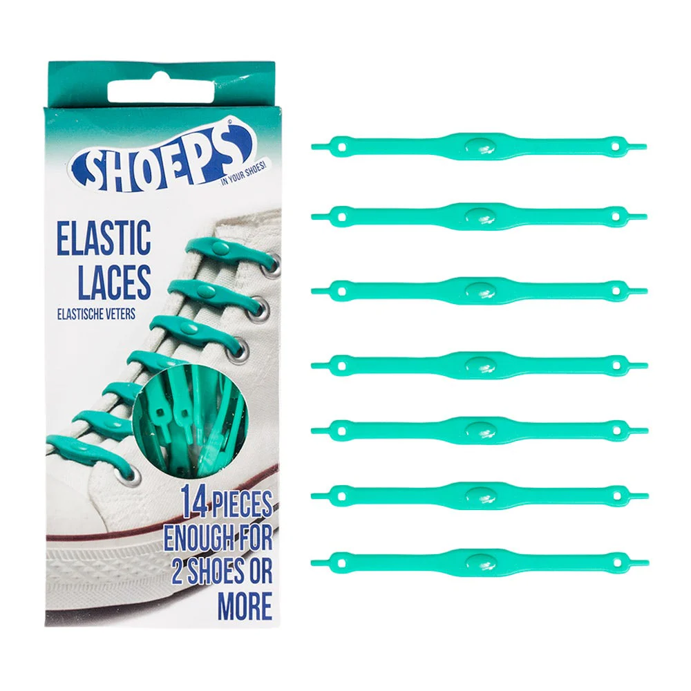 Lacci da Scarpe Elastici in Silicone Verde Acqua - Mai più Scarpe Slacciate - immagine 2