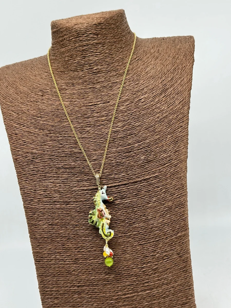 Collana Cavalluccio Marino decorato Ceramica di Caltagirone - immagine 5